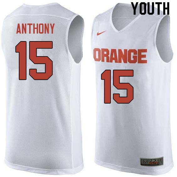 Youth #15 Carmelo Anthony Syracuse White College Basketball Jerseys Sale-White